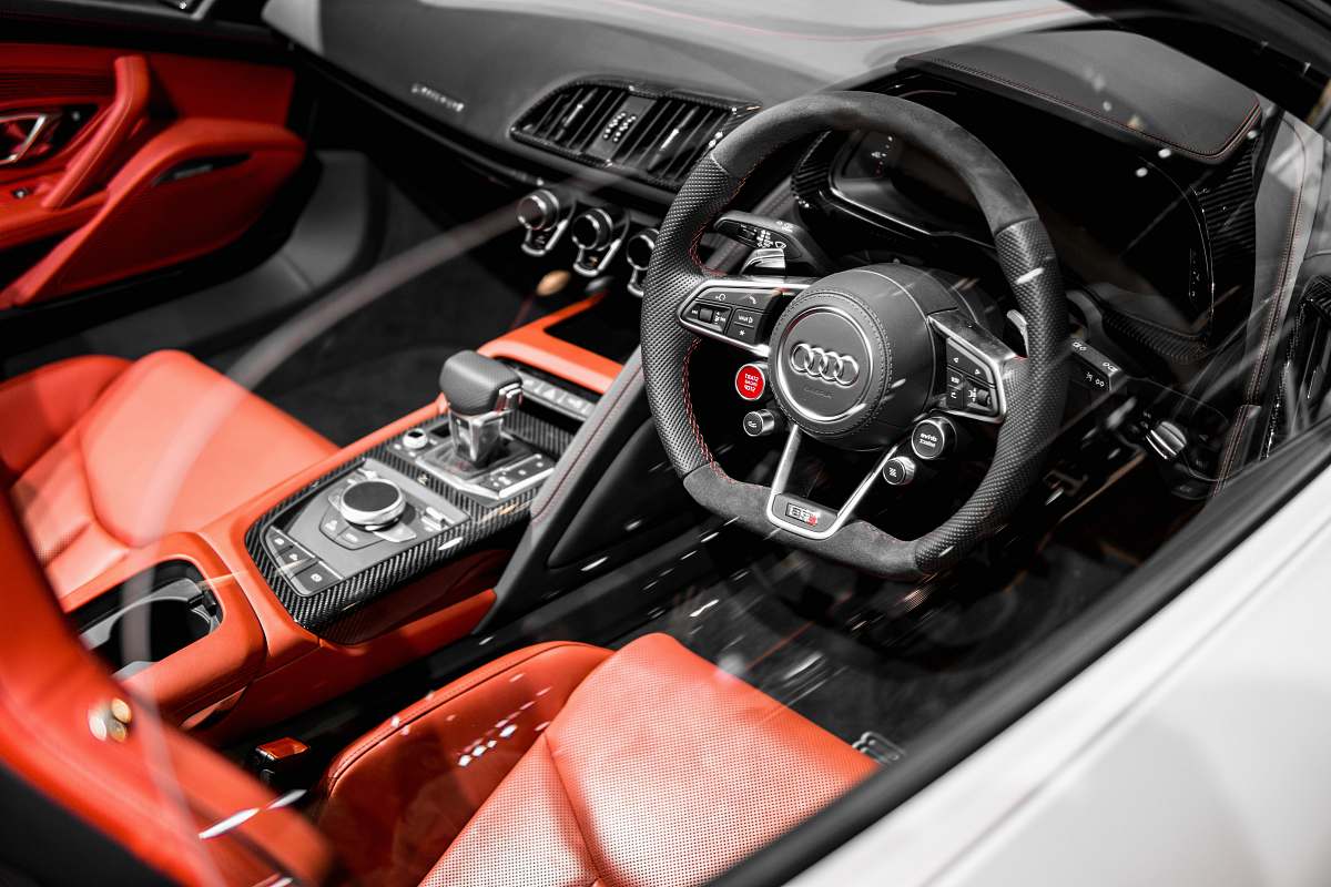 united states closeup photography of red and black Audi vehicle interior chicago